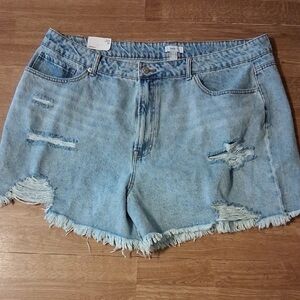 Forever 21 Light Blue Distressed Denim Mom Shorts Size 20